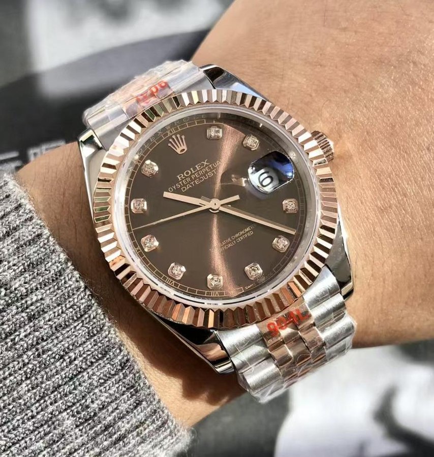 Datejust 41 Two-Tone Rose Gold Diamond Black Dial — Two-Tone Rose Gold Diamond Black (Ref Z062)