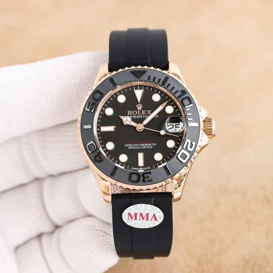 Yacht-Master 40 Everose Gold Black Dial - Oysterflex — Rose Gold Black Bezel Black Dial (Ref Z033)
