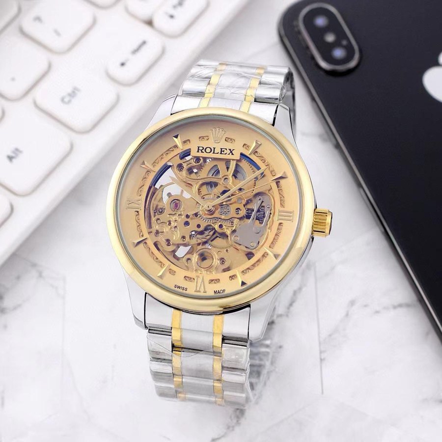 Custom Skeleton Transparent Two-Tone Champagne Dial — Exhibition Transparent Two-Tone Gold (Ref Z043)