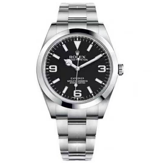 Explorer I 39 Stainless Steel Matte Black Dial — Smooth Bezel 3-6-9 Black Dial (Ref Z078)