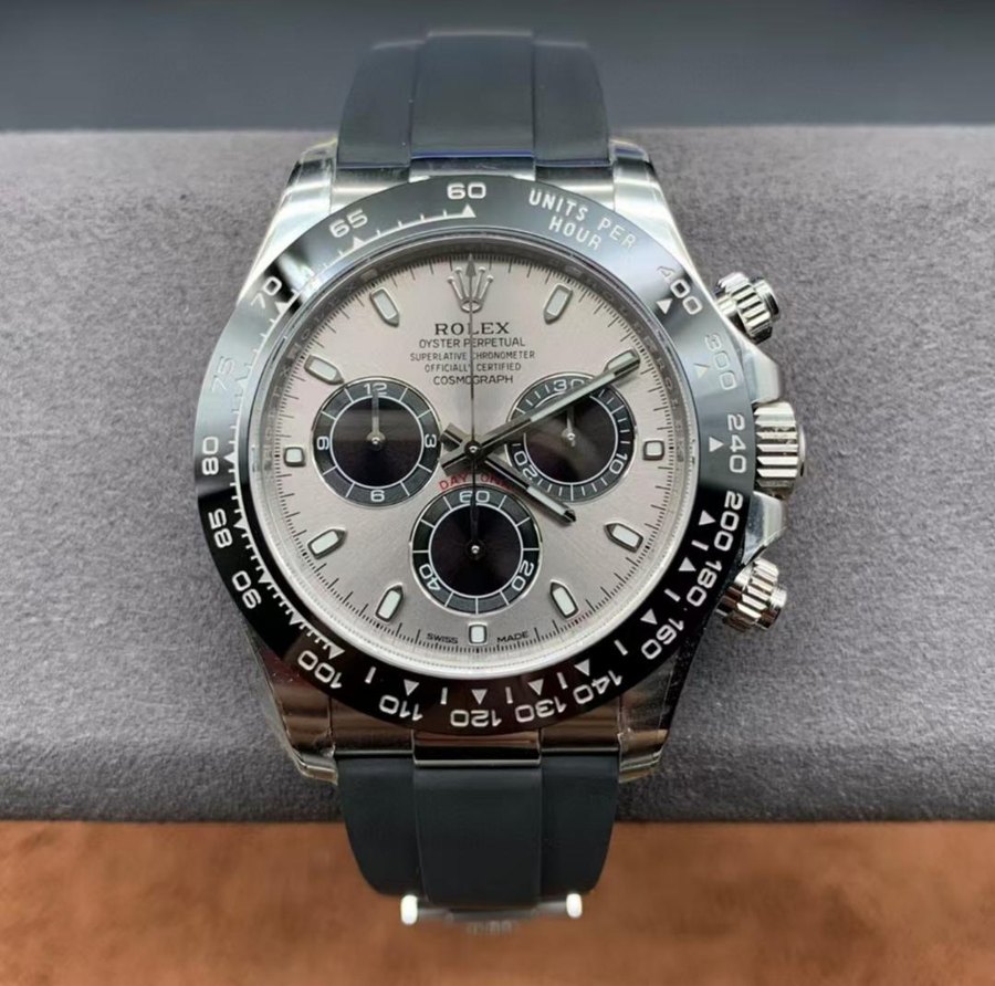 Daytona Steel Black Bezel Slate Grey Dial - Oysterflex — Ceramic Black Bezel Slate Grey (Ref Z046)