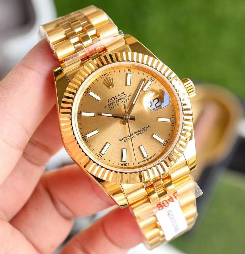 Datejust 41 Full Yellow Gold Champagne Index Dial — Full Gold Fluted Bezel Champagne Dial (Ref Z069)