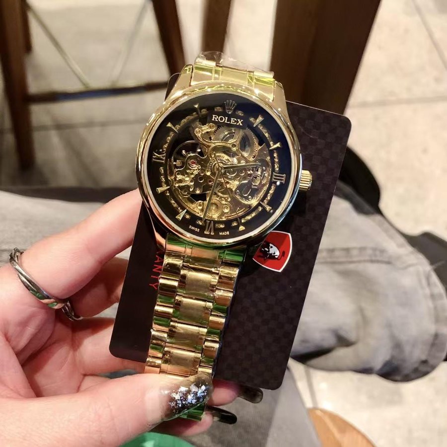 Custom Skeleton Transparent Gold & Black Dial — Exhibition Transparent Gold Black (Ref Z038)