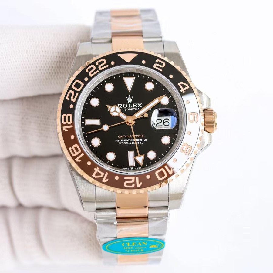 GMT-Master II Two-Tone 'Root Beer / Coke' Black Dial — Two-Tone Black/Red Bezel (Ref Z024)