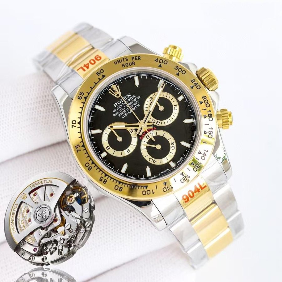 Daytona Two-Tone Yellow Gold & Steel Black Dial — Two-Tone Yellow Gold Black Dial (Ref Z055)