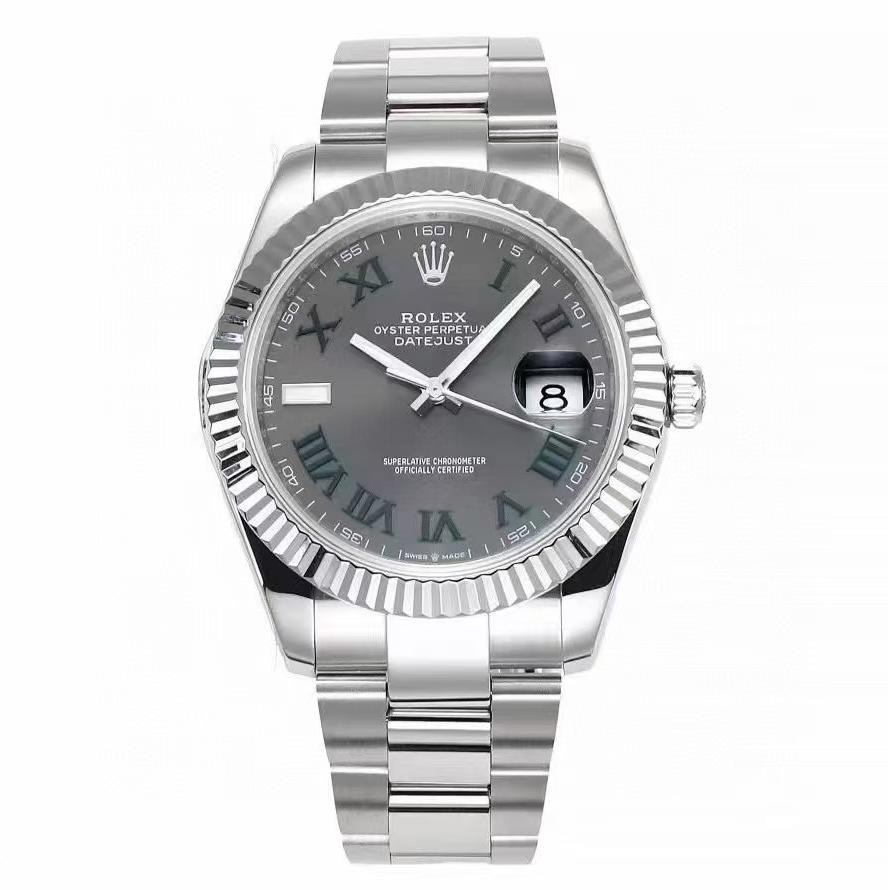 Datejust 41 'Wimbledon' Slate Roman Dial - Oyster — Fluted Bezel Slate Roman Wimbledon (Ref Z059)