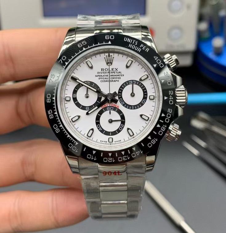 Daytona Steel Ceramic Bezel 'Panda' White Dial — Black Ceramic Bezel White Panda Dial (Ref Z052)