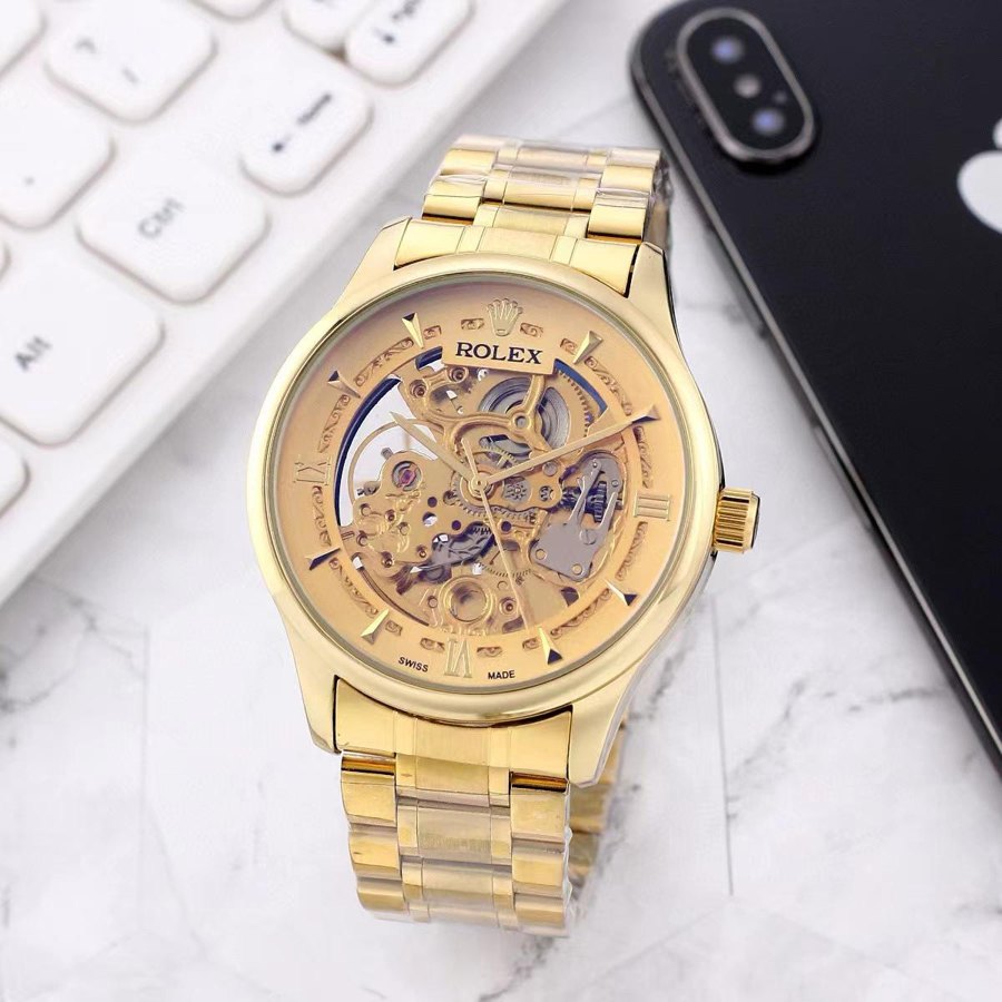 Custom Skeleton Transparent Gold & Champagne Dial — Exhibition Transparent Gold Champagne (Ref Z040)