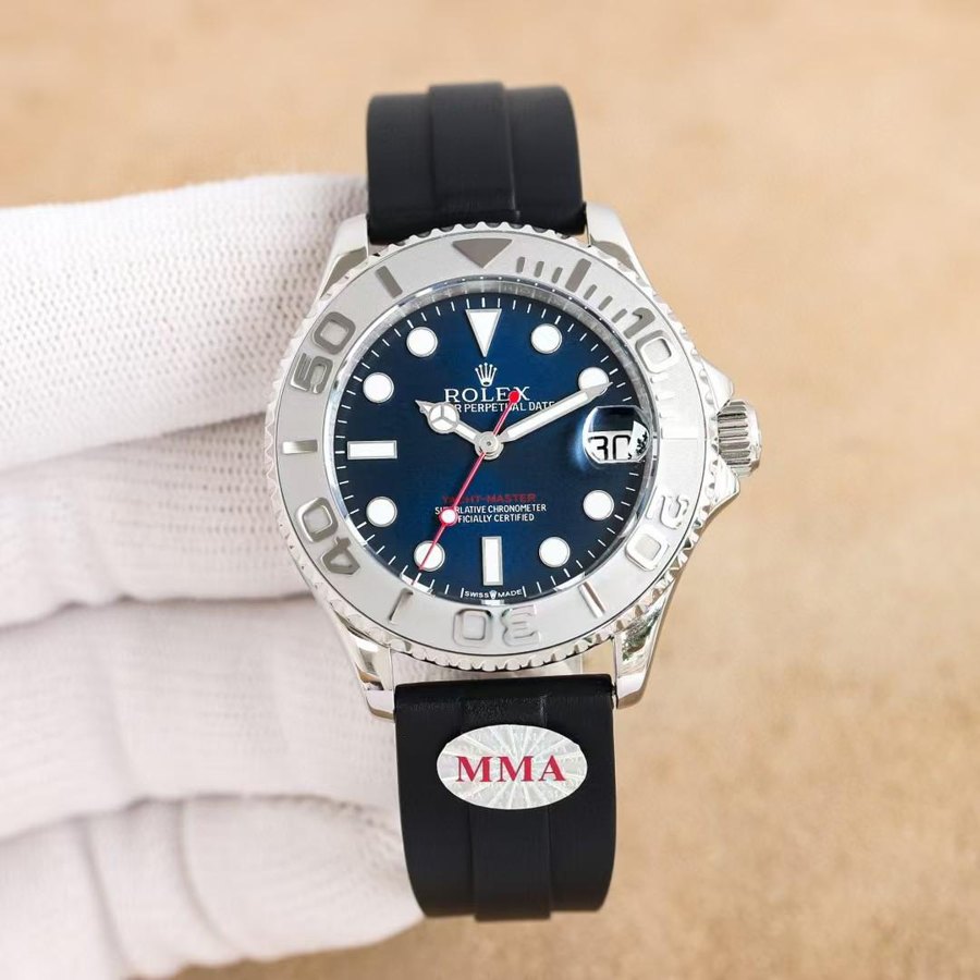Yacht-Master 40 Steel Blue Dial - Oysterflex — Silver Bezel Blue Dial (Ref Z031)