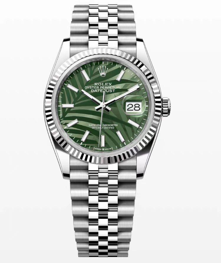 Datejust 41 'Palm Motif' Forest Green Dial — Fluted Bezel Palm Motif Forest Green (Ref Z067)