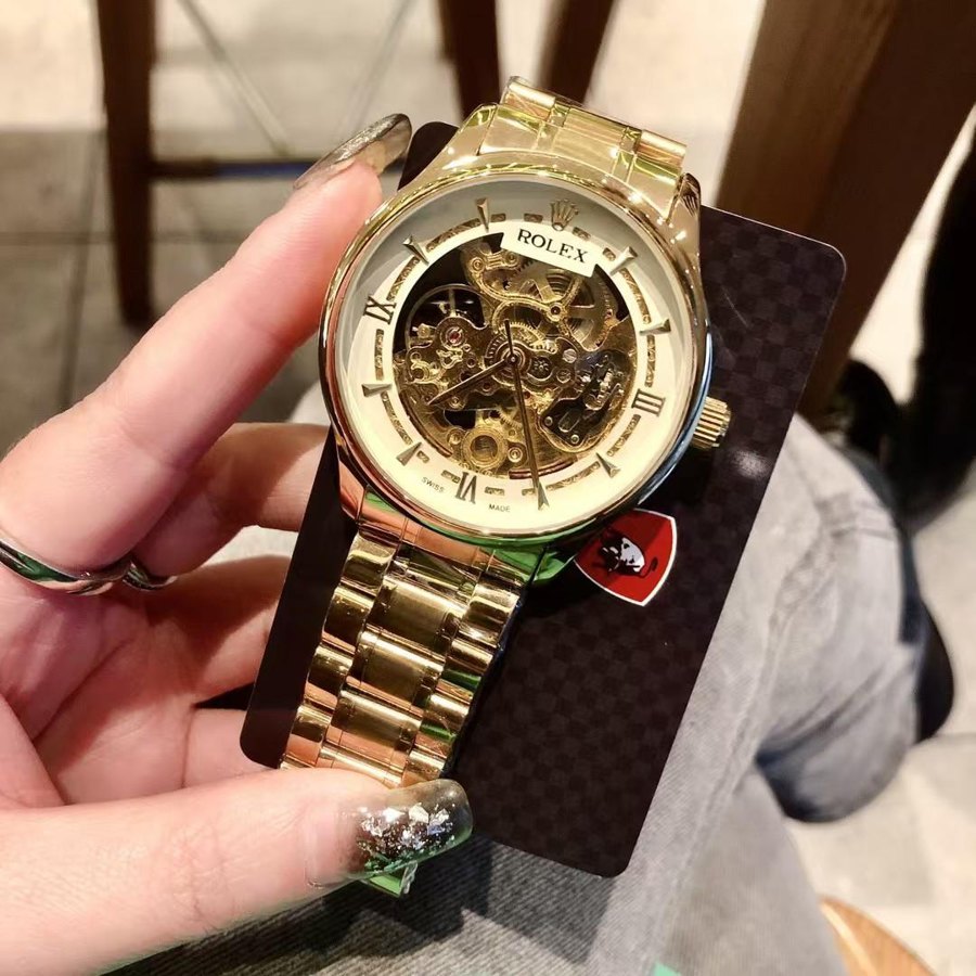 Custom Skeleton Transparent Gold & White Dial — Exhibition Transparent Gold White (Ref Z039)